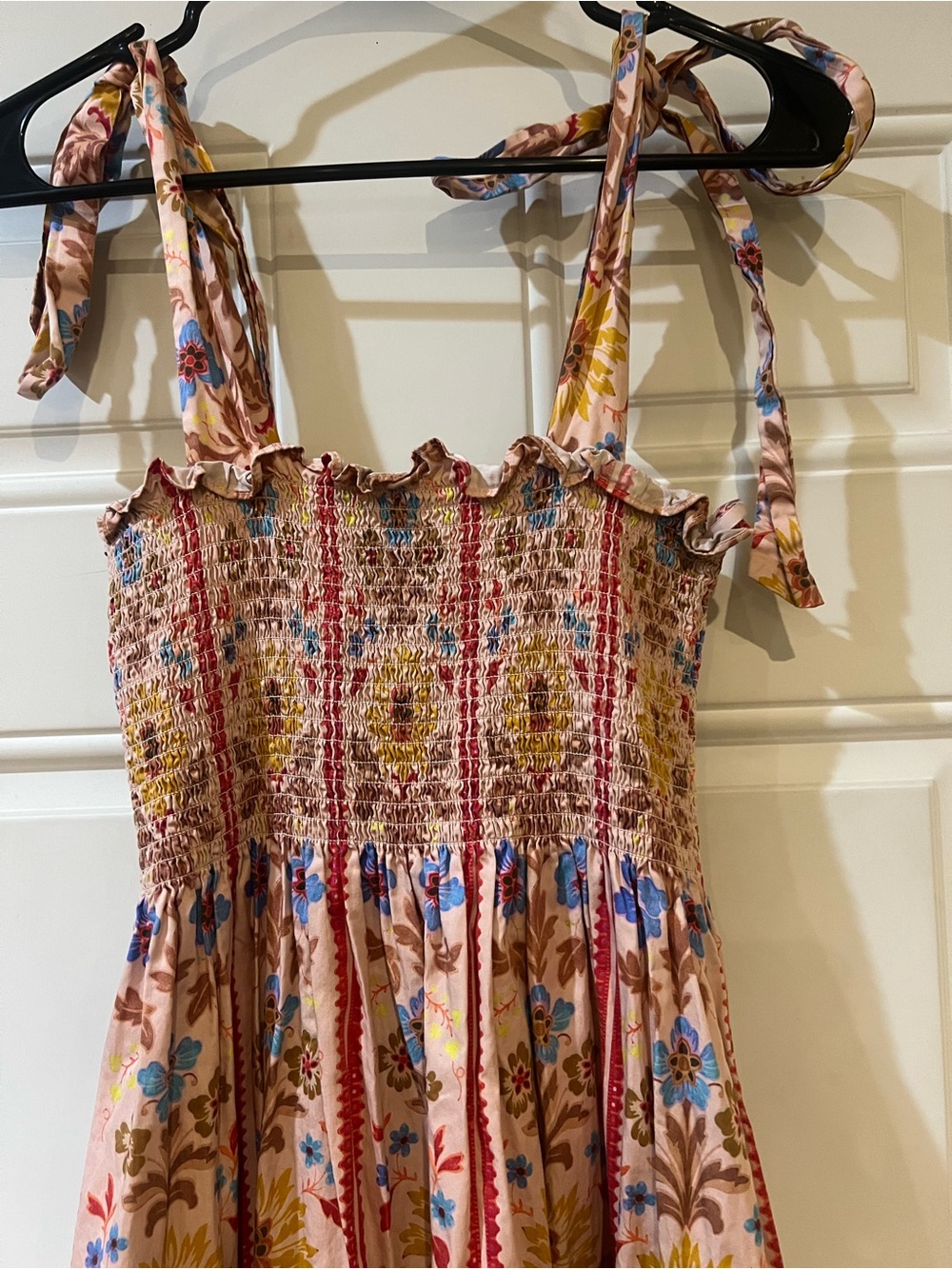 Hill House The Nap Dress Smocked Floral Tie-Shoulder Maxi Dress Size Medium - Picture 3 of 9